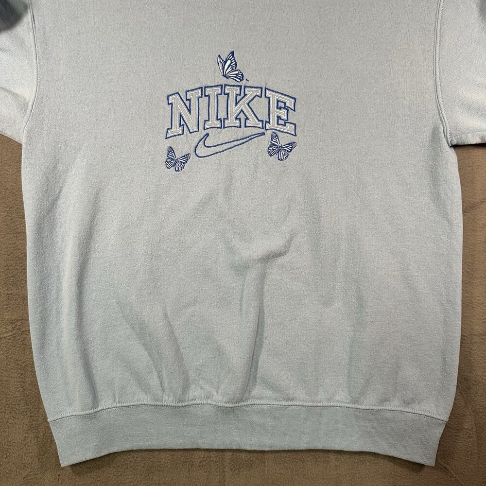 Nike Sweatshirt Blue Women Medium Butterfly Crewneck Streetwear JERZEES Tag - Picture 2 of 10